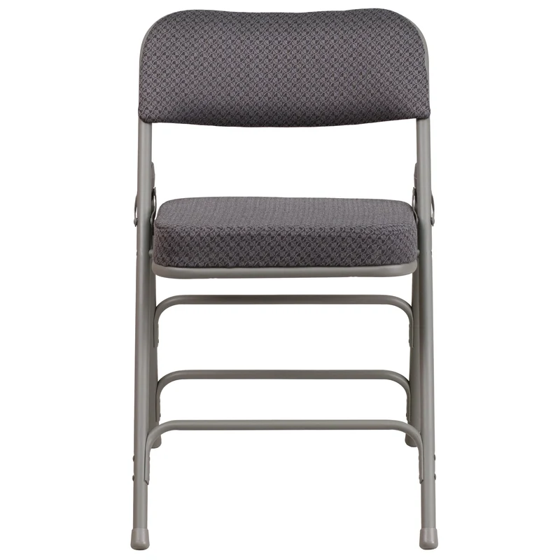 2 Pack Premium Curved Triple Braced & Hinged Fabric Upholstered Metal Folding Chair