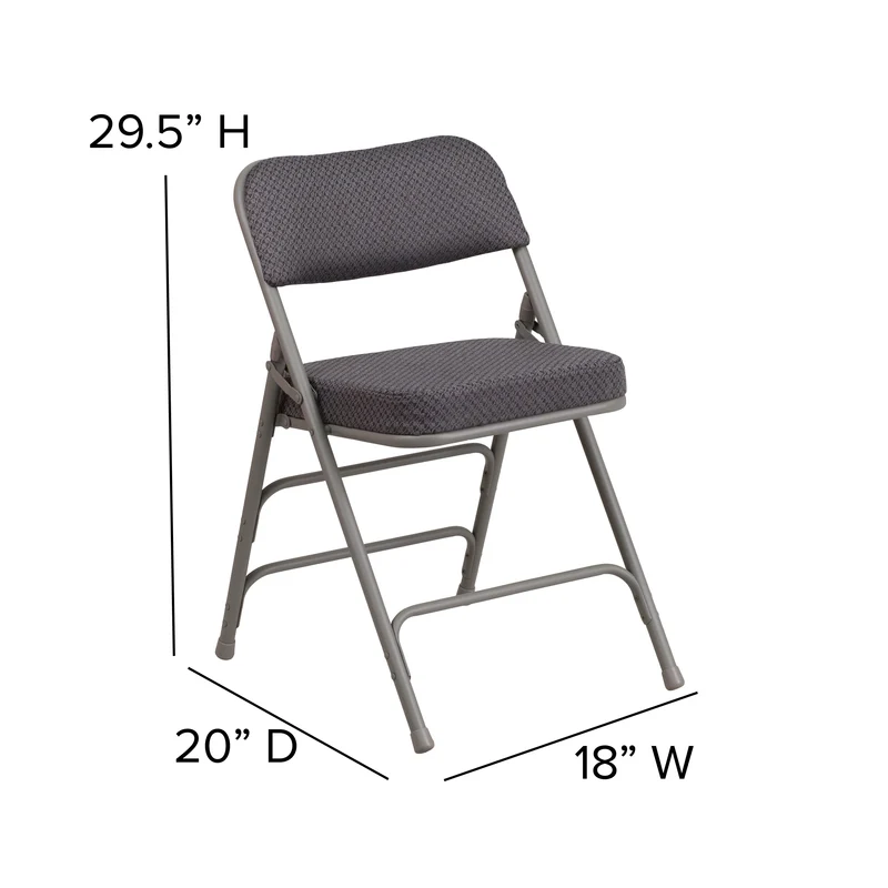 2 Pack Premium Curved Triple Braced & Hinged Fabric Upholstered Metal Folding Chair