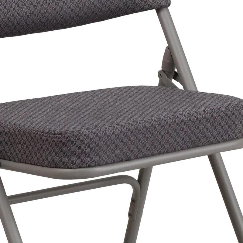 2 Pack Premium Curved Triple Braced & Hinged Fabric Upholstered Metal Folding Chair