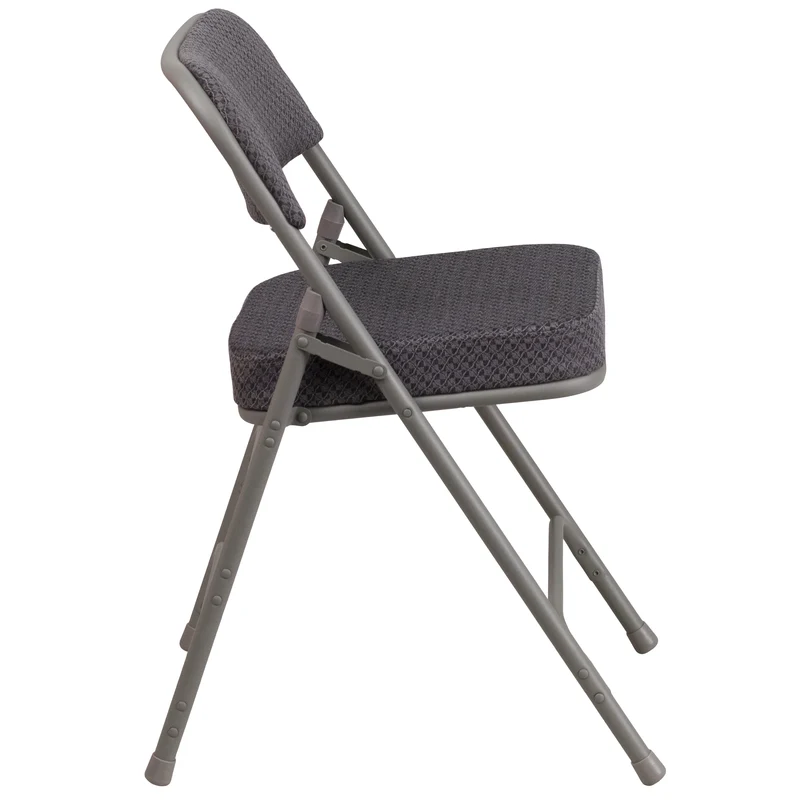 2 Pack Premium Curved Triple Braced & Hinged Fabric Upholstered Metal Folding Chair