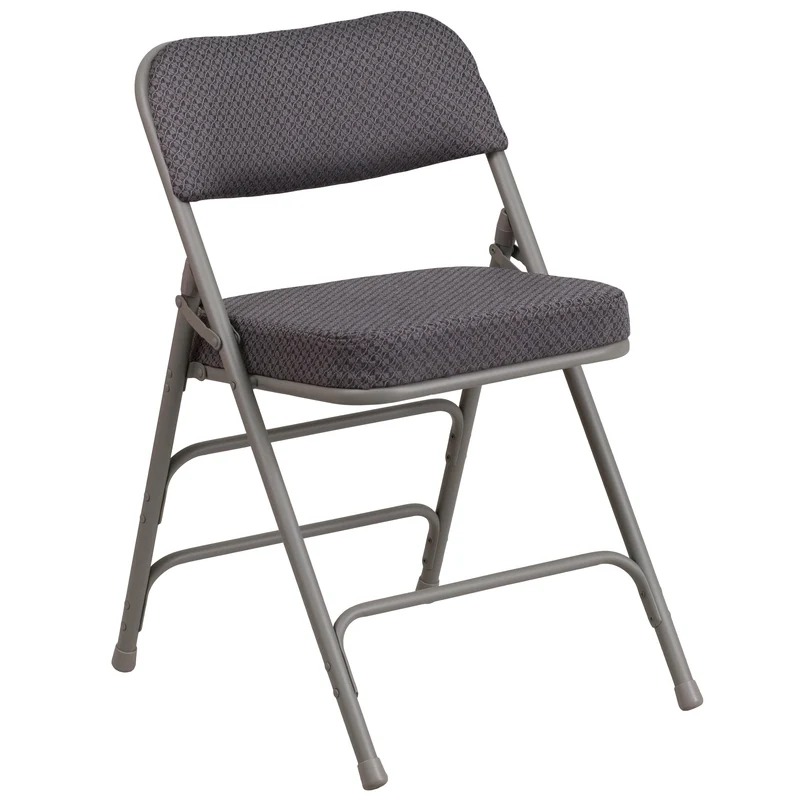 2 Pack Premium Curved Triple Braced & Hinged Fabric Upholstered Metal Folding Chair