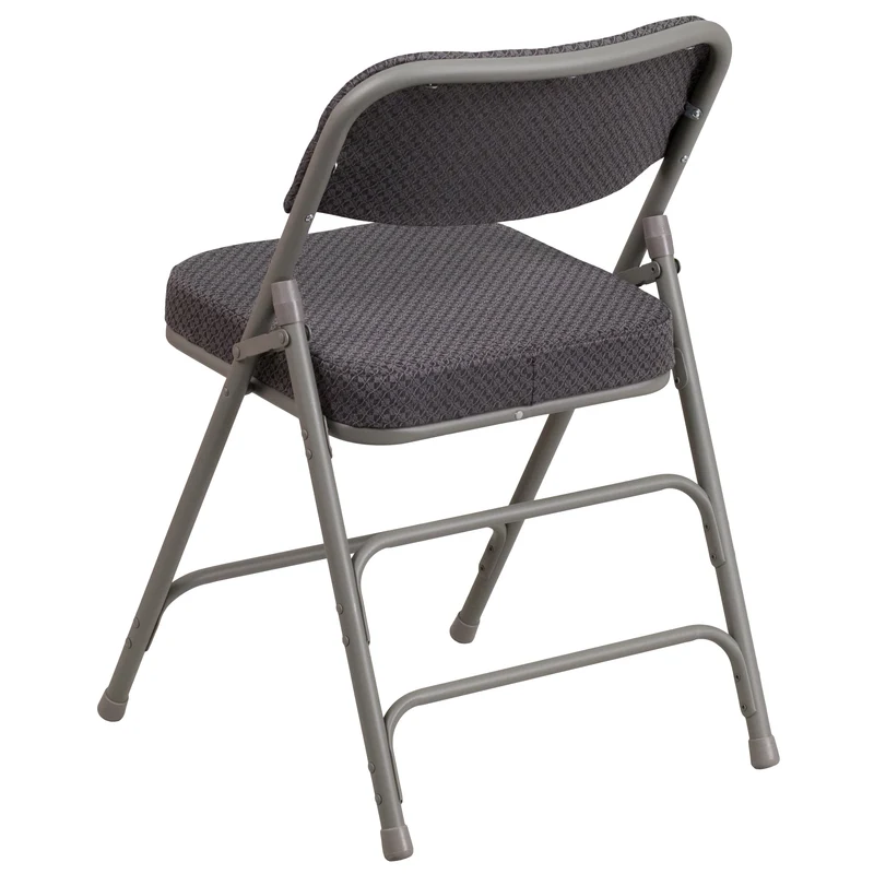 2 Pack Premium Curved Triple Braced & Hinged Fabric Upholstered Metal Folding Chair