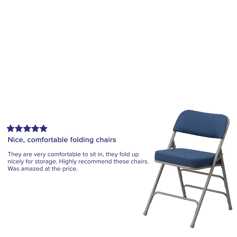 2 Pack Premium Curved Triple Braced & Hinged Fabric Upholstered Metal Folding Chair