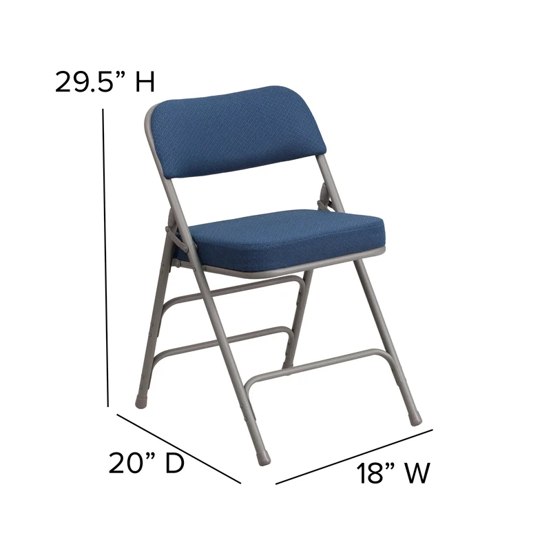 2 Pack Premium Curved Triple Braced & Hinged Fabric Upholstered Metal Folding Chair