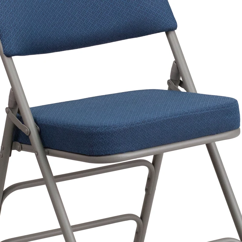 2 Pack Premium Curved Triple Braced & Hinged Fabric Upholstered Metal Folding Chair