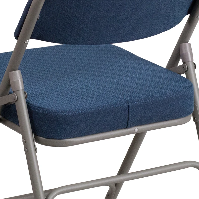 2 Pack Premium Curved Triple Braced & Hinged Fabric Upholstered Metal Folding Chair