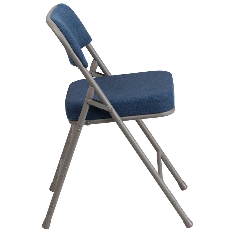 2 Pack Premium Curved Triple Braced & Hinged Fabric Upholstered Metal Folding Chair
