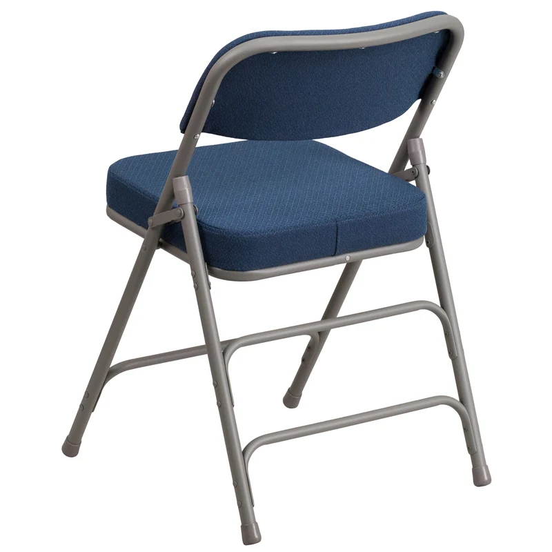 2 Pack Premium Curved Triple Braced & Hinged Fabric Upholstered Metal Folding Chair