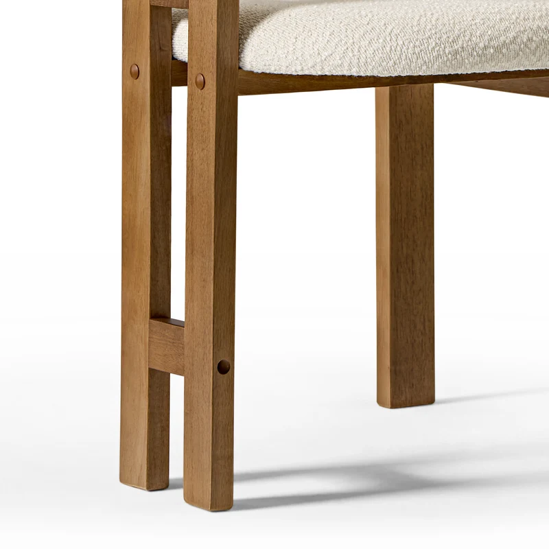 Elle Boucle Dining Chairs Set of 2, Walnut/Black