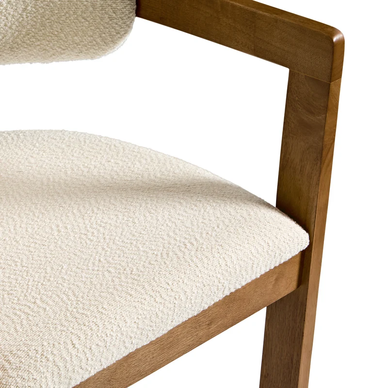 Elle Boucle Dining Chairs Set of 2, Walnut/Black