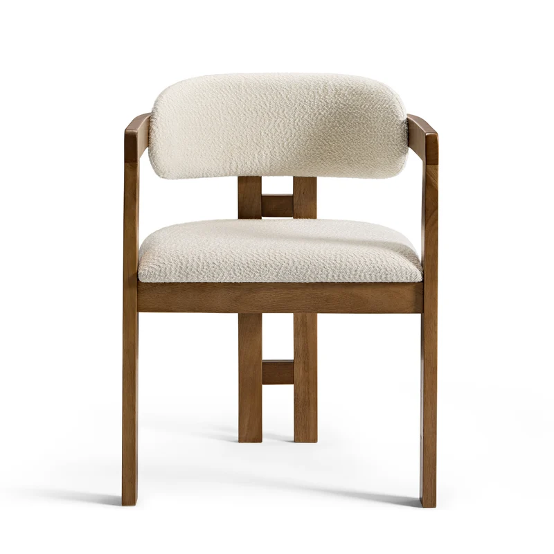 Elle Boucle Dining Chairs Set of 2, Walnut/Black