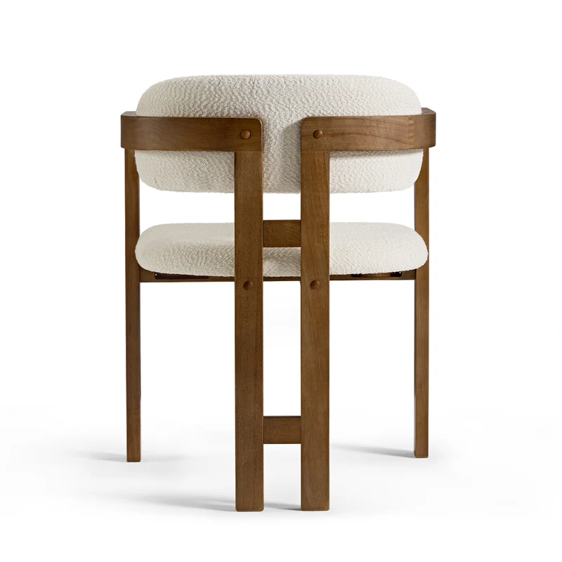 Elle Boucle Dining Chairs Set of 2, Walnut/Black