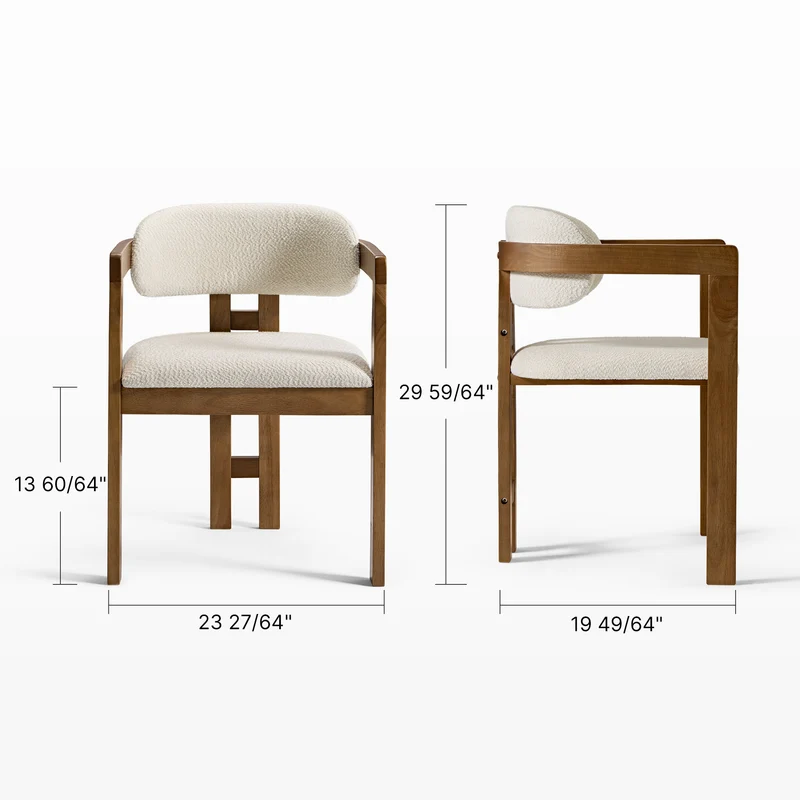 Elle Boucle Dining Chairs Set of 2, Walnut/Black