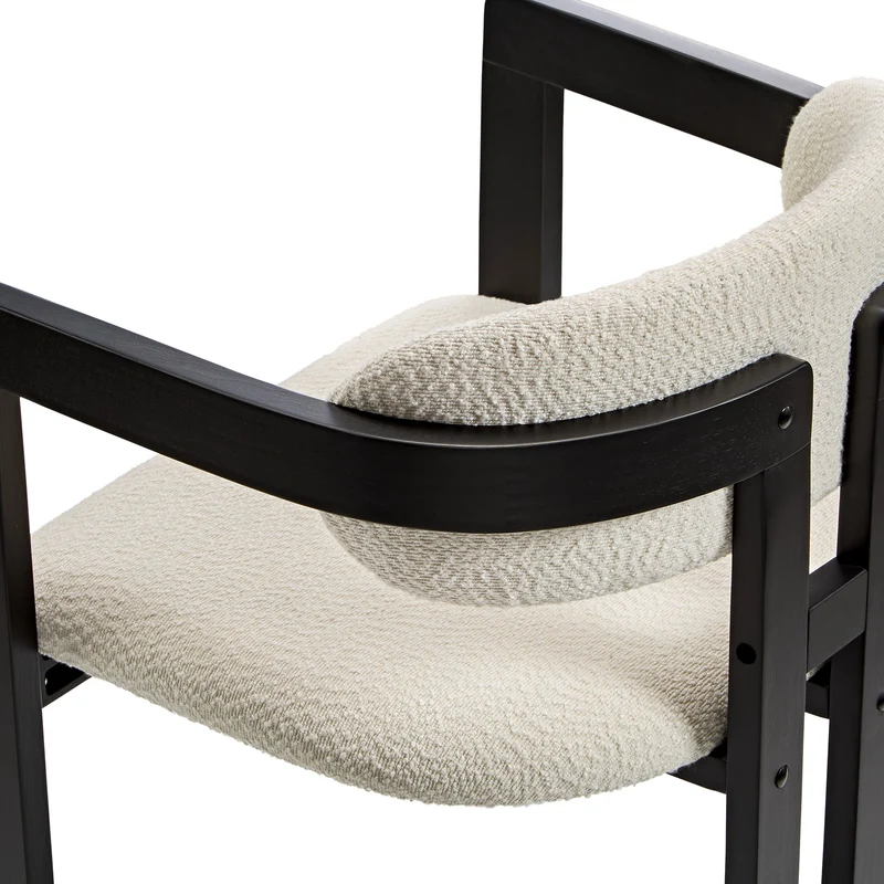 Elle Boucle Dining Chairs Set of 2, Walnut/Black