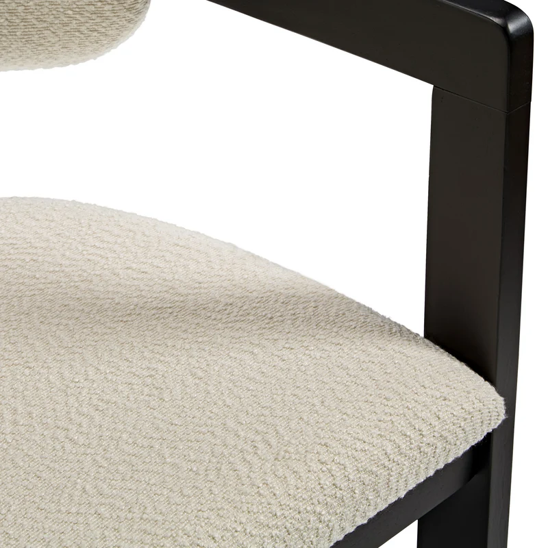 Elle Boucle Dining Chairs Set of 2, Walnut/Black