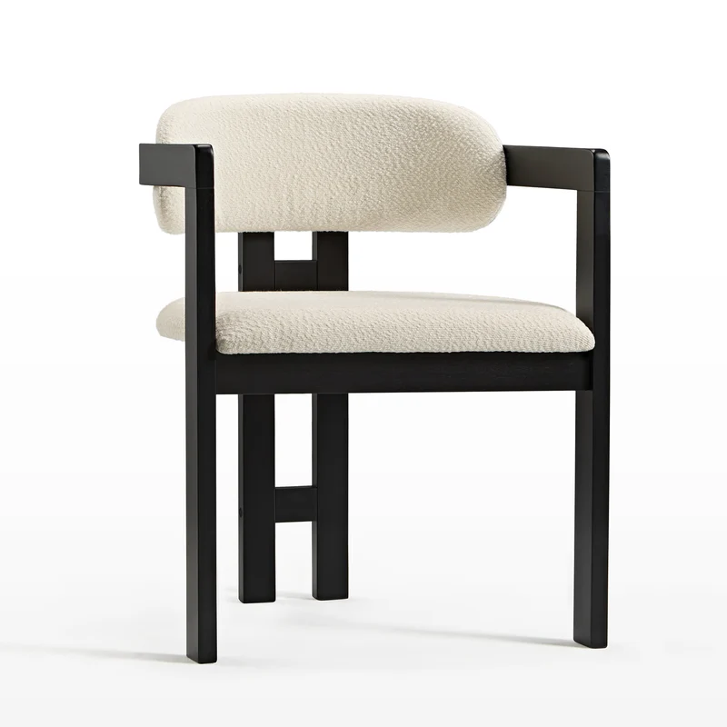 Elle Boucle Dining Chairs Set of 2, Walnut/Black