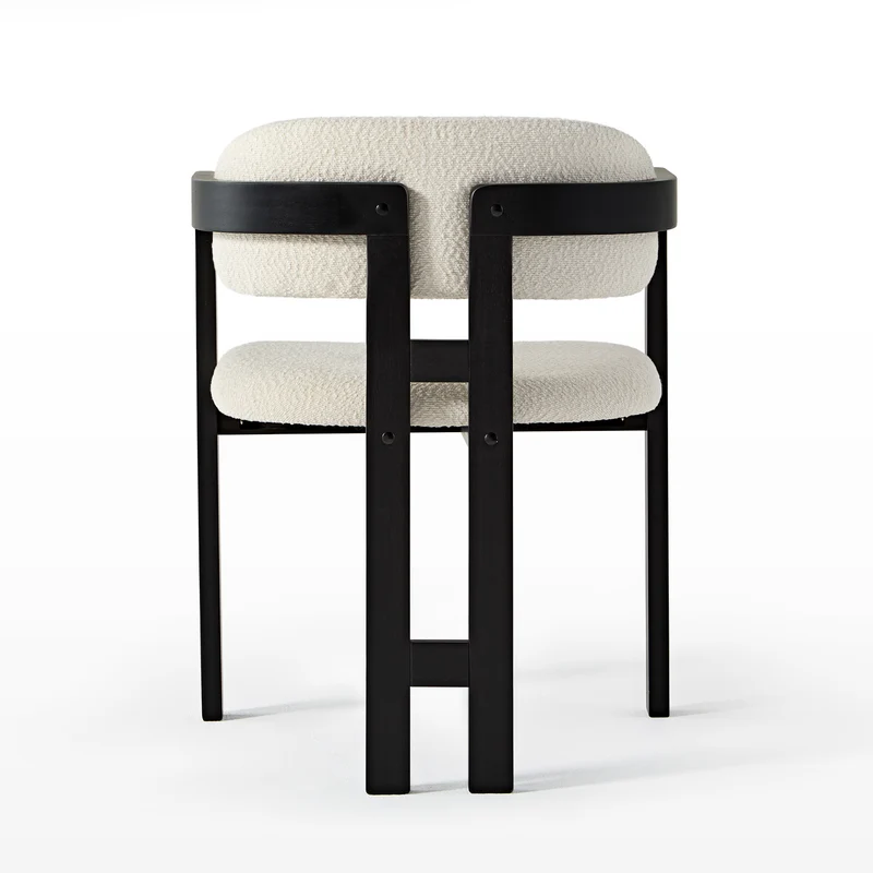 Elle Boucle Dining Chairs Set of 2, Walnut/Black