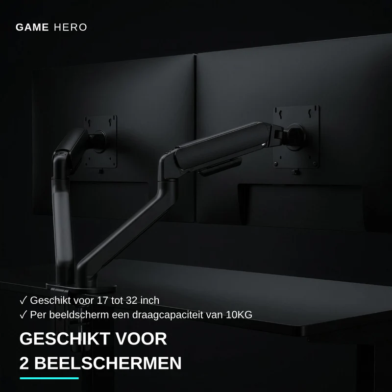 Game Hero® Dubbele Monitorarm