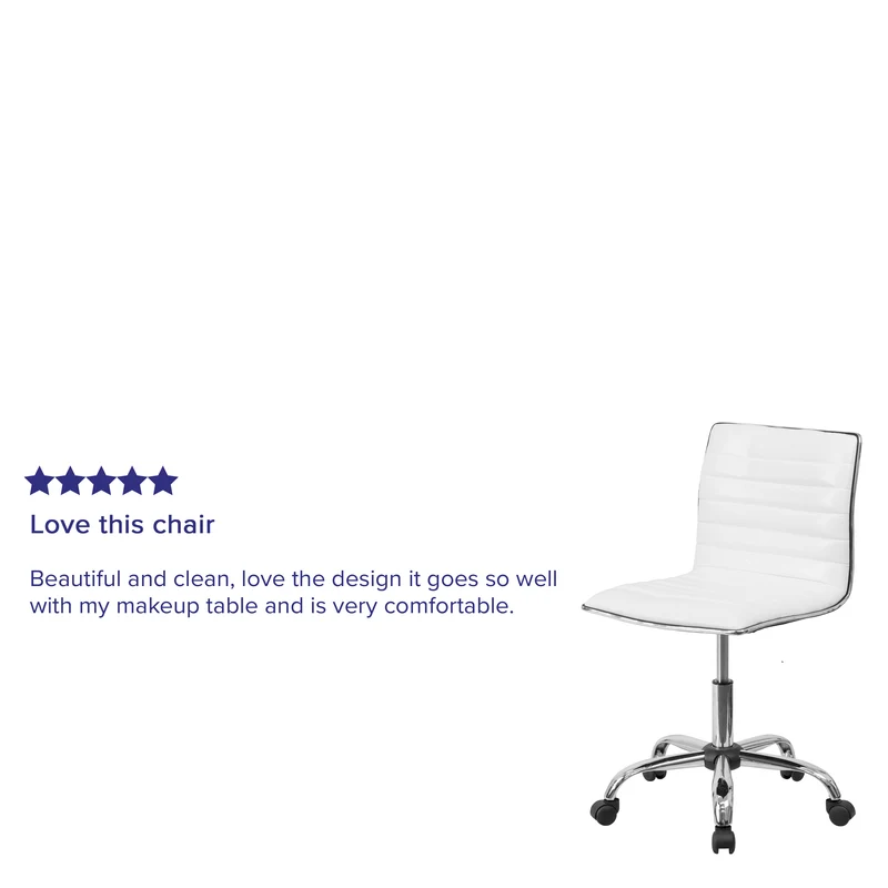 Low Back Designer Armless Ribbed Swivel Task Office Chair