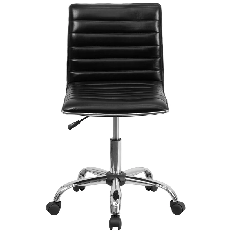 Low Back Designer Armless Ribbed Swivel Task Office Chair