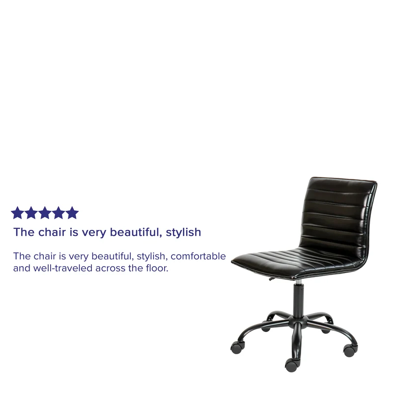 Low Back Designer Armless Ribbed Swivel Task Office Chair