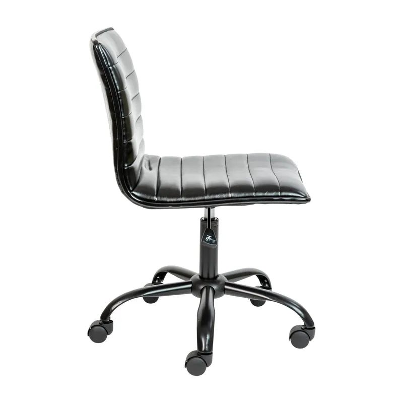 Low Back Designer Armless Ribbed Swivel Task Office Chair