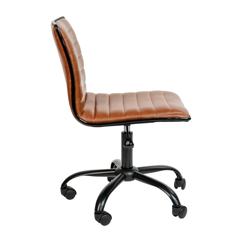 Low Back Designer Armless Ribbed Swivel Task Office Chair