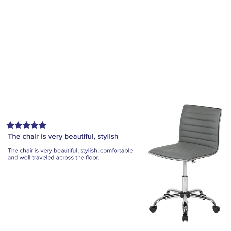 Low Back Designer Armless Ribbed Swivel Task Office Chair