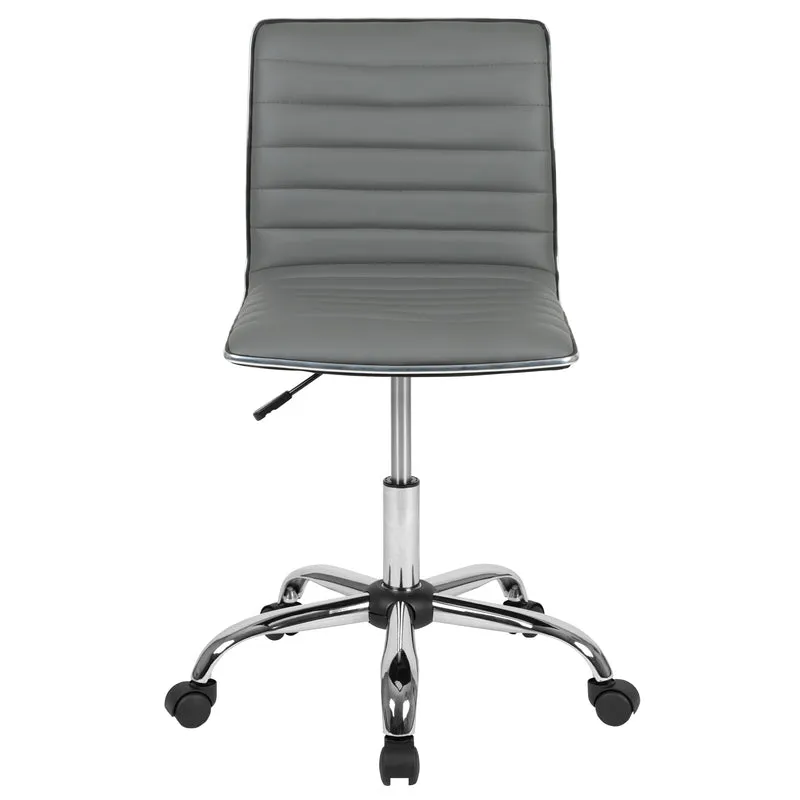 Low Back Designer Armless Ribbed Swivel Task Office Chair