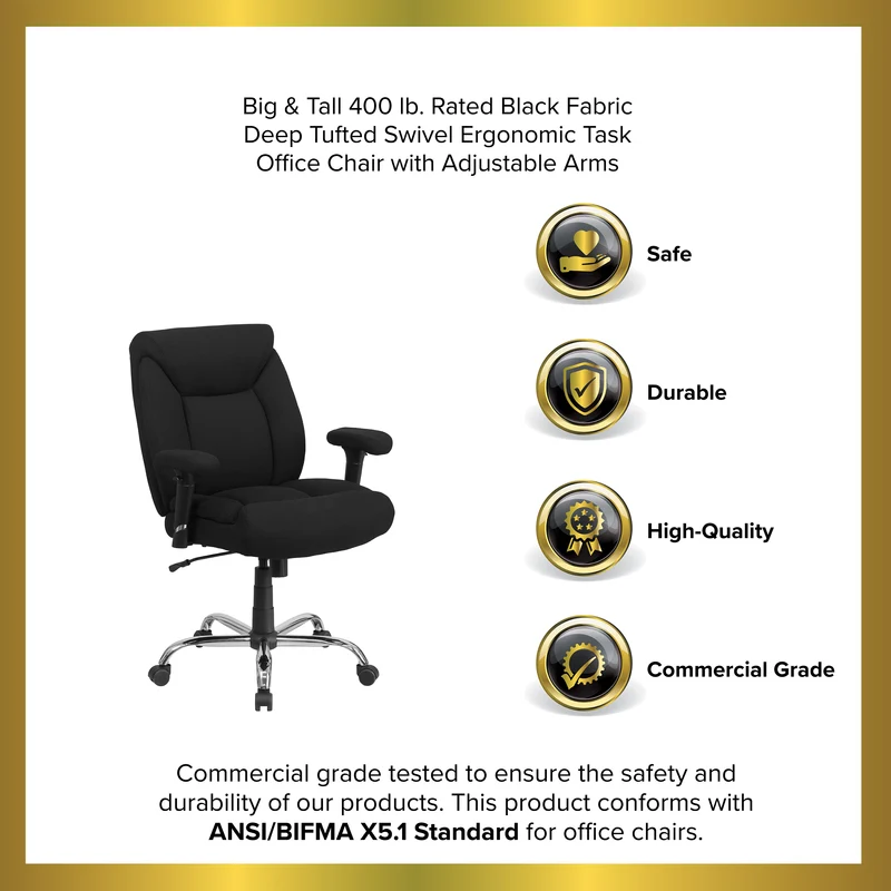 400 lb. Big & Tall Mid-Back Deep Tufted Ergonomic Task Office Chair & Arms