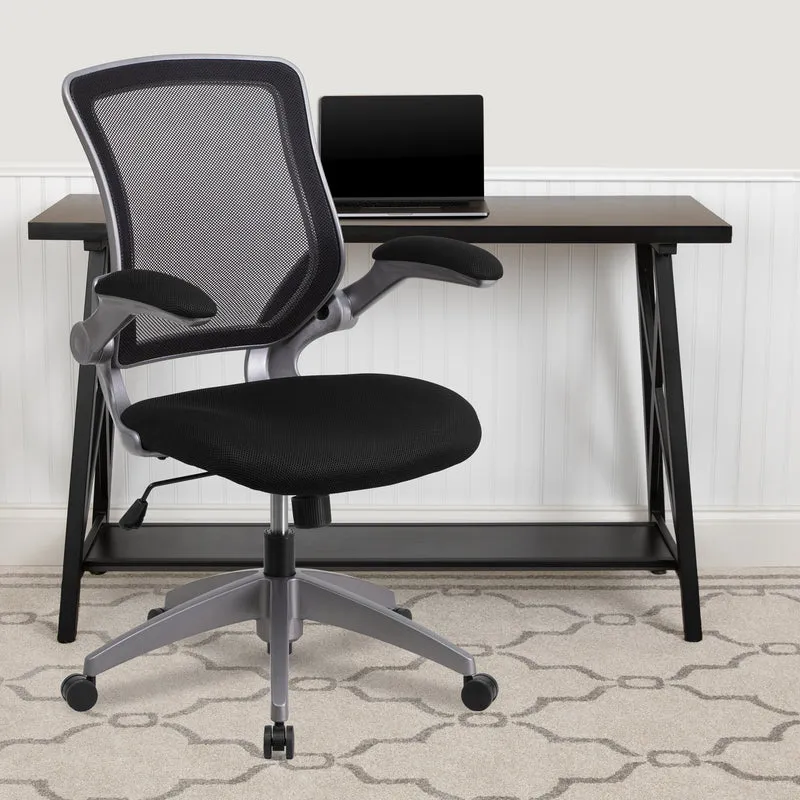 Mid-Back Mesh Swivel Ergonomic Task Office Chair with Gray Frame & Flip-Up Arms