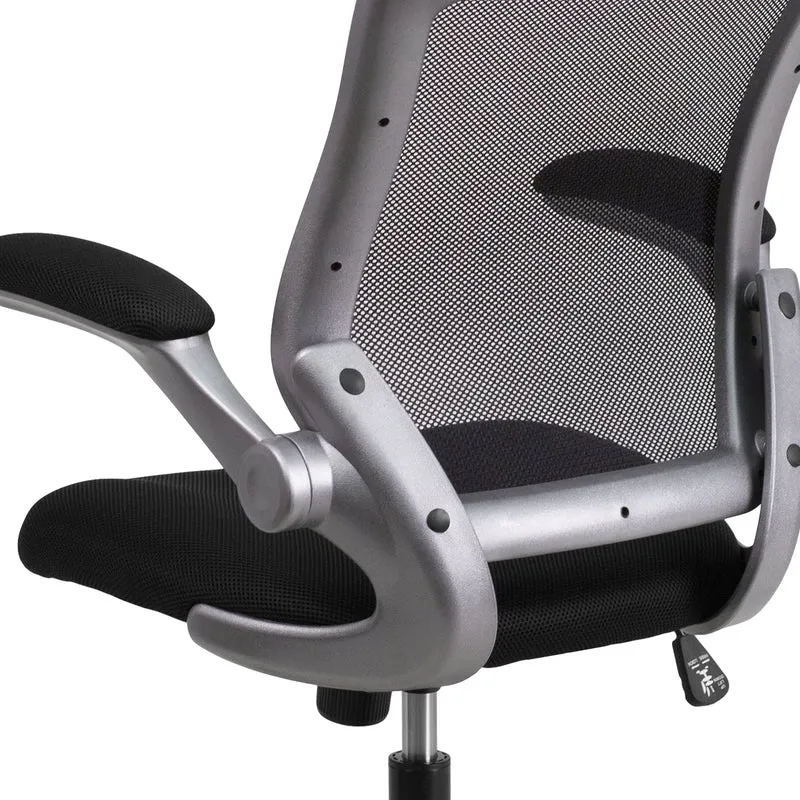 Mid-Back Mesh Swivel Ergonomic Task Office Chair with Gray Frame & Flip-Up Arms