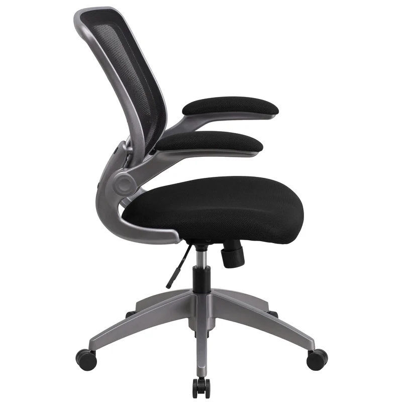 Mid-Back Mesh Swivel Ergonomic Task Office Chair with Gray Frame & Flip-Up Arms