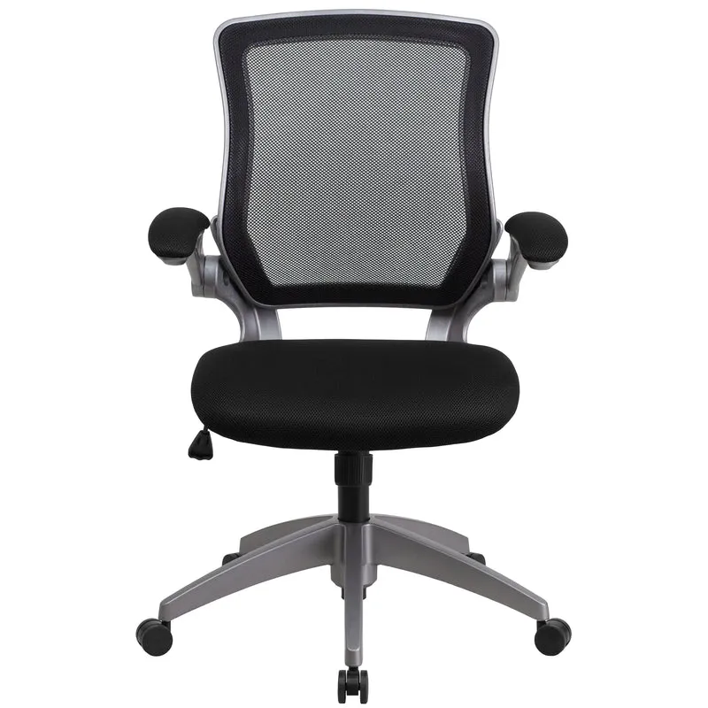 Mid-Back Mesh Swivel Ergonomic Task Office Chair with Gray Frame & Flip-Up Arms