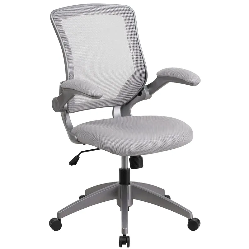 Mid-Back Mesh Swivel Ergonomic Task Office Chair with Gray Frame & Flip-Up Arms