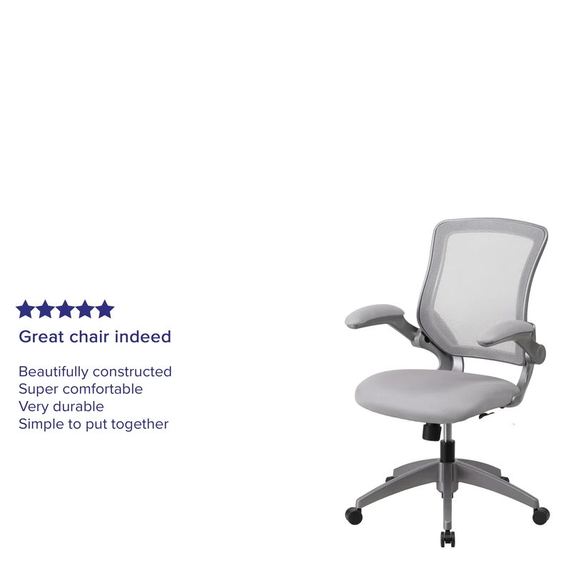 Mid-Back Mesh Swivel Ergonomic Task Office Chair with Gray Frame & Flip-Up Arms