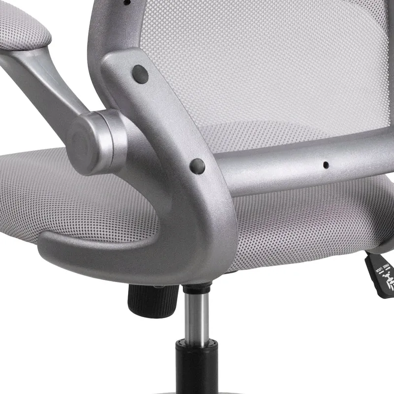Mid-Back Mesh Swivel Ergonomic Task Office Chair with Gray Frame & Flip-Up Arms