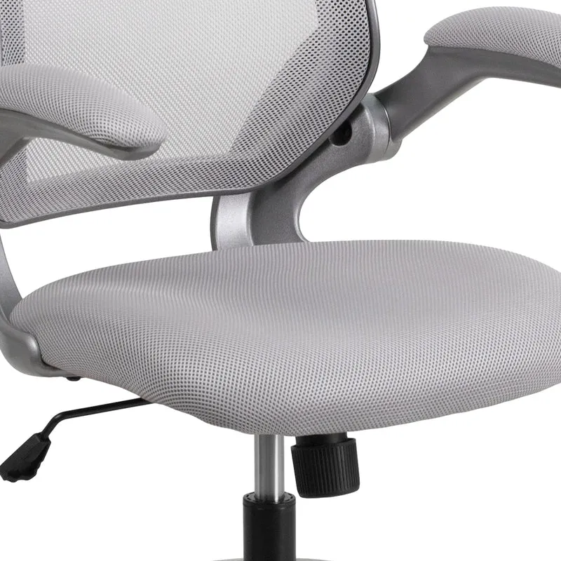 Mid-Back Mesh Swivel Ergonomic Task Office Chair with Gray Frame & Flip-Up Arms