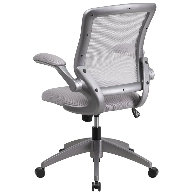 Mid-Back Mesh Swivel Ergonomic Task Office Chair with Gray Frame & Flip-Up Arms