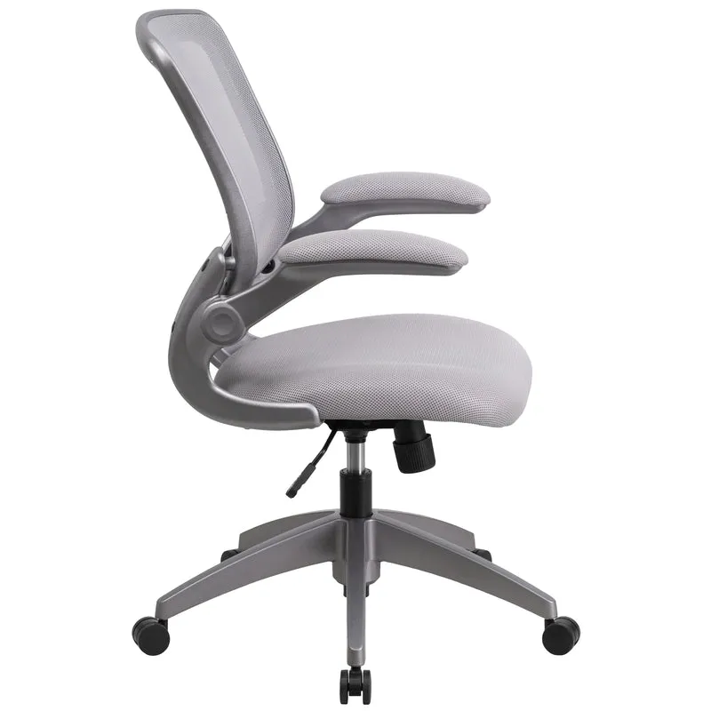 Mid-Back Mesh Swivel Ergonomic Task Office Chair with Gray Frame & Flip-Up Arms