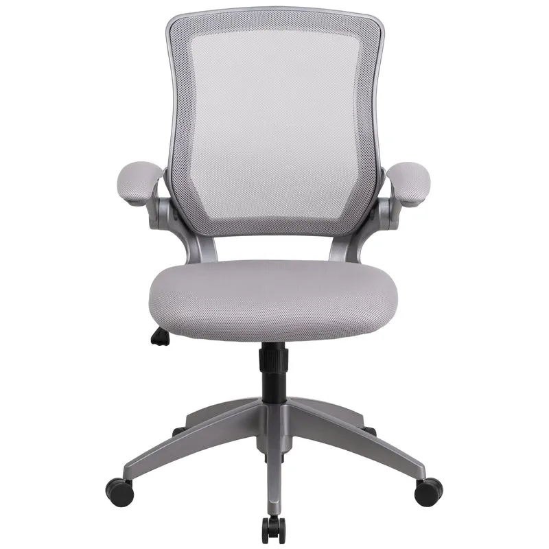 Mid-Back Mesh Swivel Ergonomic Task Office Chair with Gray Frame & Flip-Up Arms