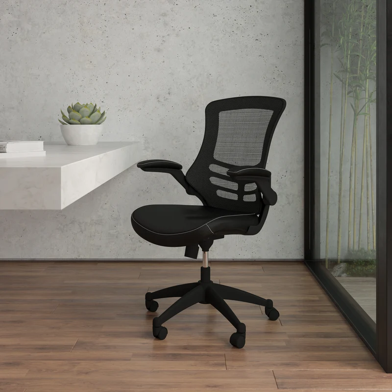Mid-Back Mesh Swivel Ergonomic Task Office Chair with Flip-Up Arms