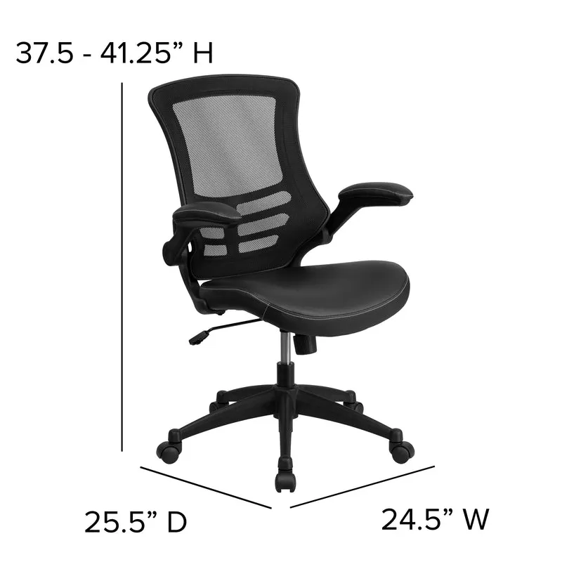 Mid-Back Mesh Swivel Ergonomic Task Office Chair with Flip-Up Arms