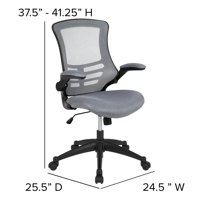 Mid-Back Mesh Swivel Ergonomic Task Office Chair with Flip-Up Arms