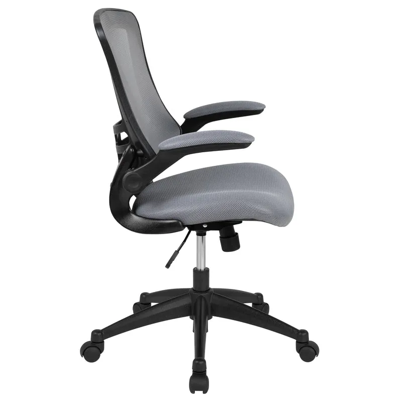 Mid-Back Mesh Swivel Ergonomic Task Office Chair with Flip-Up Arms