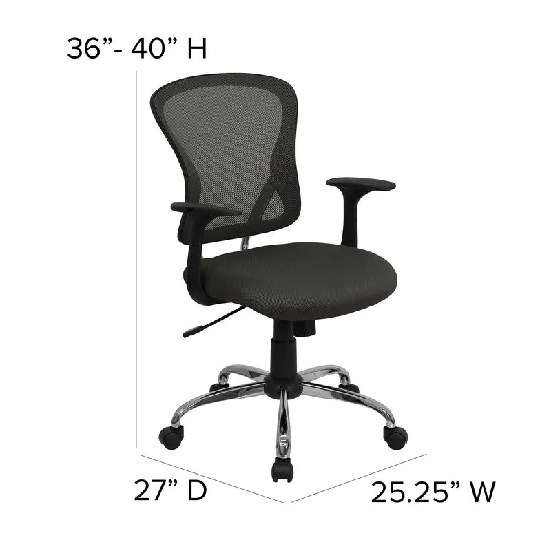 Mid-Back Mesh Swivel Task Office Chair with Chrome Base and Arms