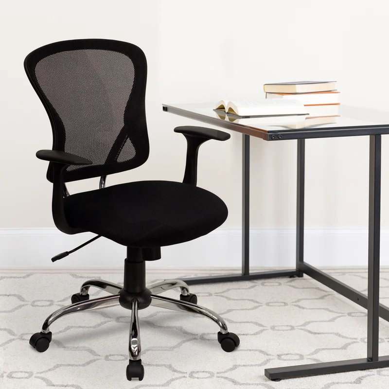 Mid-Back Mesh Swivel Task Office Chair with Chrome Base and Arms