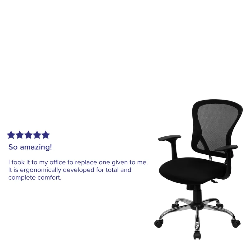 Mid-Back Mesh Swivel Task Office Chair with Chrome Base and Arms