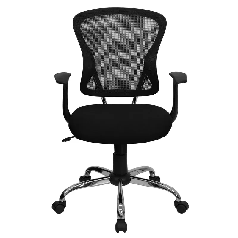 Mid-Back Mesh Swivel Task Office Chair with Chrome Base and Arms