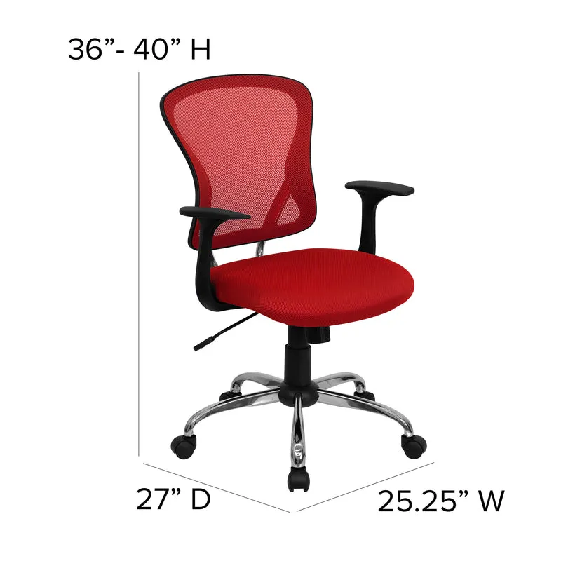 Mid-Back Mesh Swivel Task Office Chair with Chrome Base and Arms